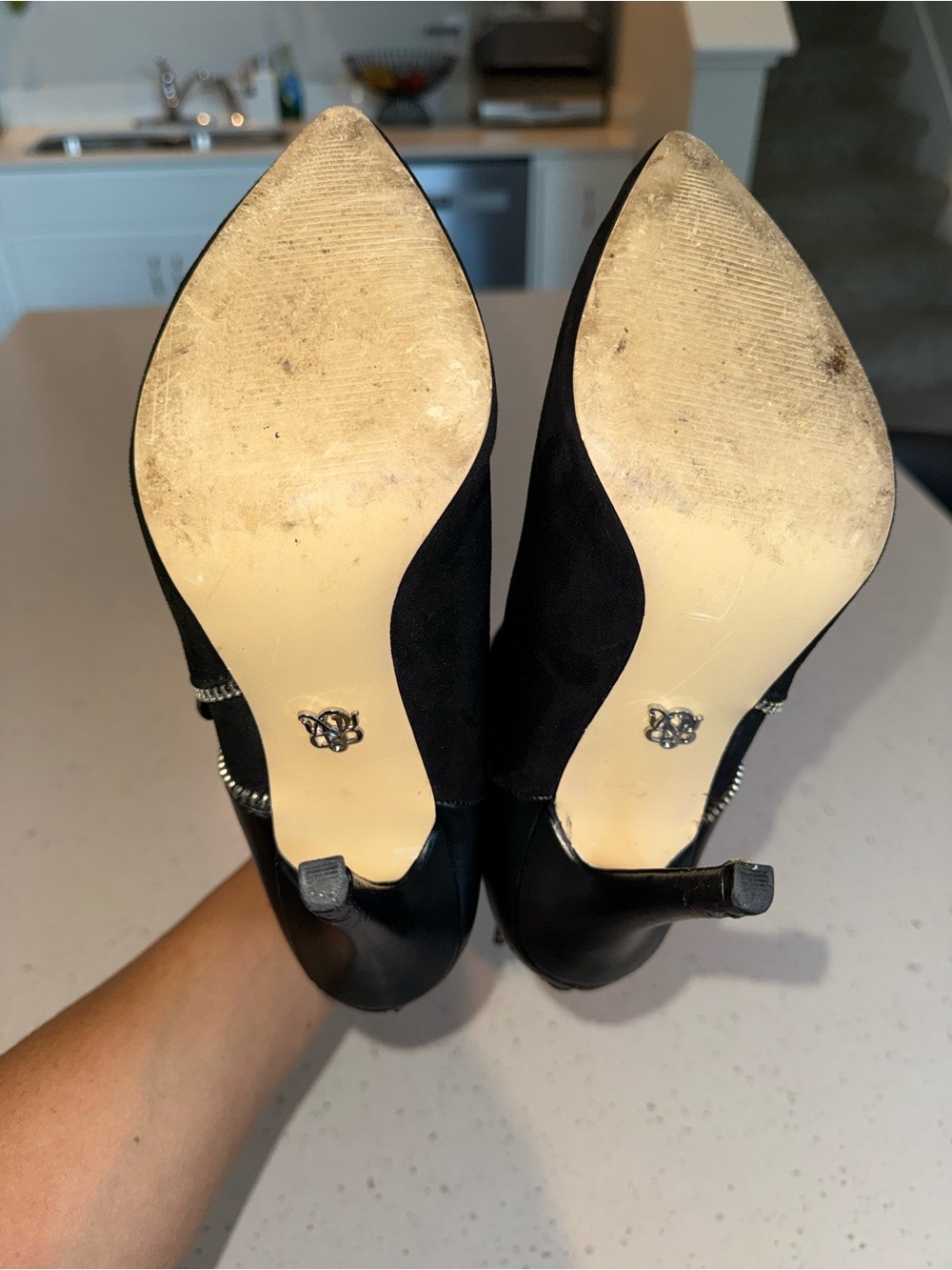 Rock & Republic Black Leather & Suede Zip-Accent Ankle Booties - Picture 12 of 13